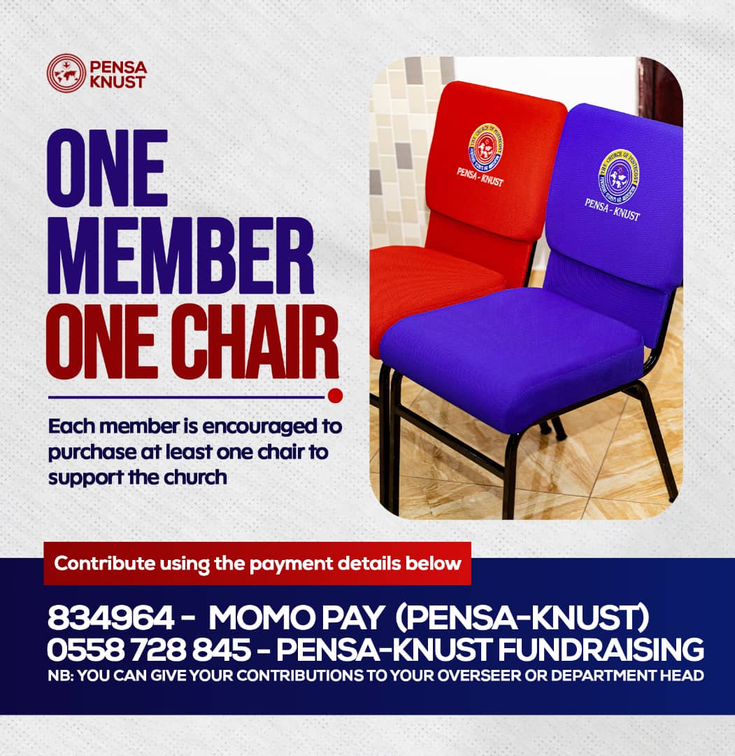 pensa_pu's tweet photo. Christ in you🥳💃💃🥳🔥🙏
With love, commitment and unity, let's support the PENSA KNUST's initiative dubbed, One Member One Chair by donating financially to the attached account details on the flyer 🙏🥰🥳🙏

Remember God blesses a cheerful giver 🙏🥳

#PensaKNUST
#PensaPentvars https://t.co/BPo0hCmAme
