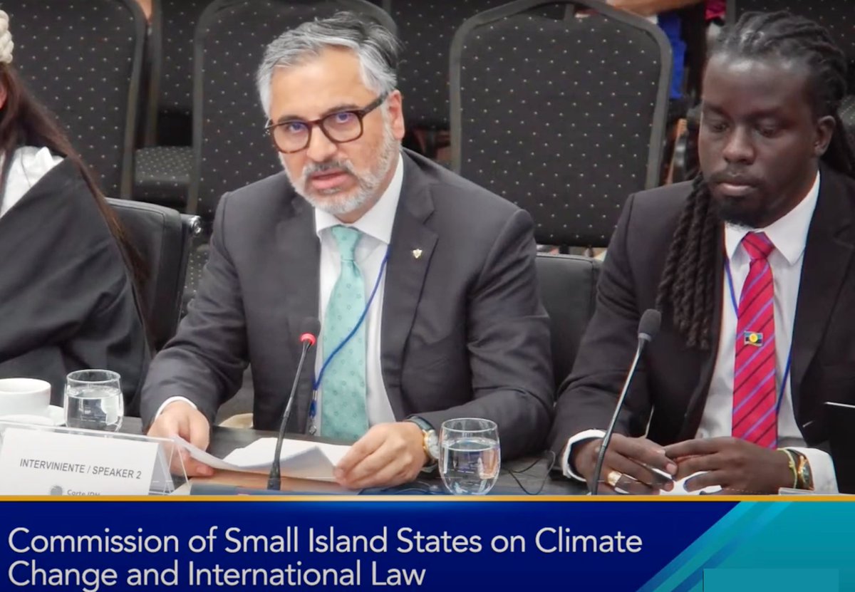 COSIS Counsel Prof. Payam Akhavan and Crown Counsel 🇦🇬 Zachary Phillips pleaded before the @IACourtHR on behalf of COSIS #SIDS on the human rights dimensions of climate change ⚖️ Watch COSIS pleadings here 👉 bit.ly/WATCHCOSIS (35’45)