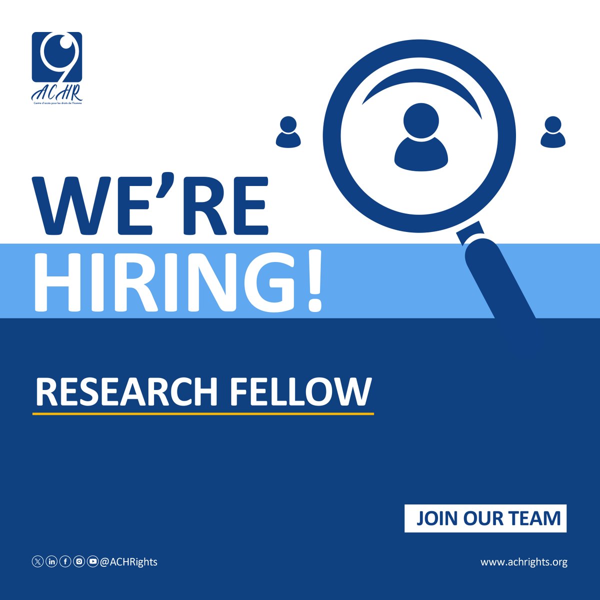 We are hiring! ACHR is looking for a Research Fellow Check out the vacancy⬇️: bit.ly/3W64s3T #jobvacancy