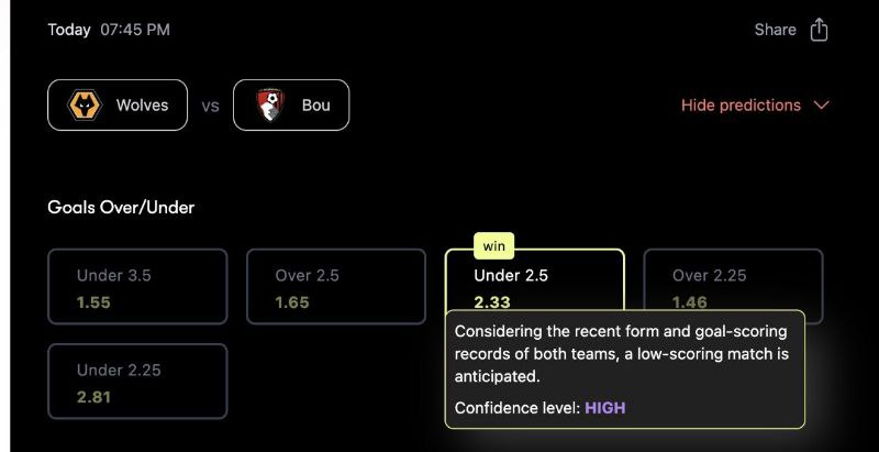 Did you know; If you tap on a prediction, you will see the confidence level for each predictions to further improve your betting decisions with AI-driven insights! Try it - fela.ai