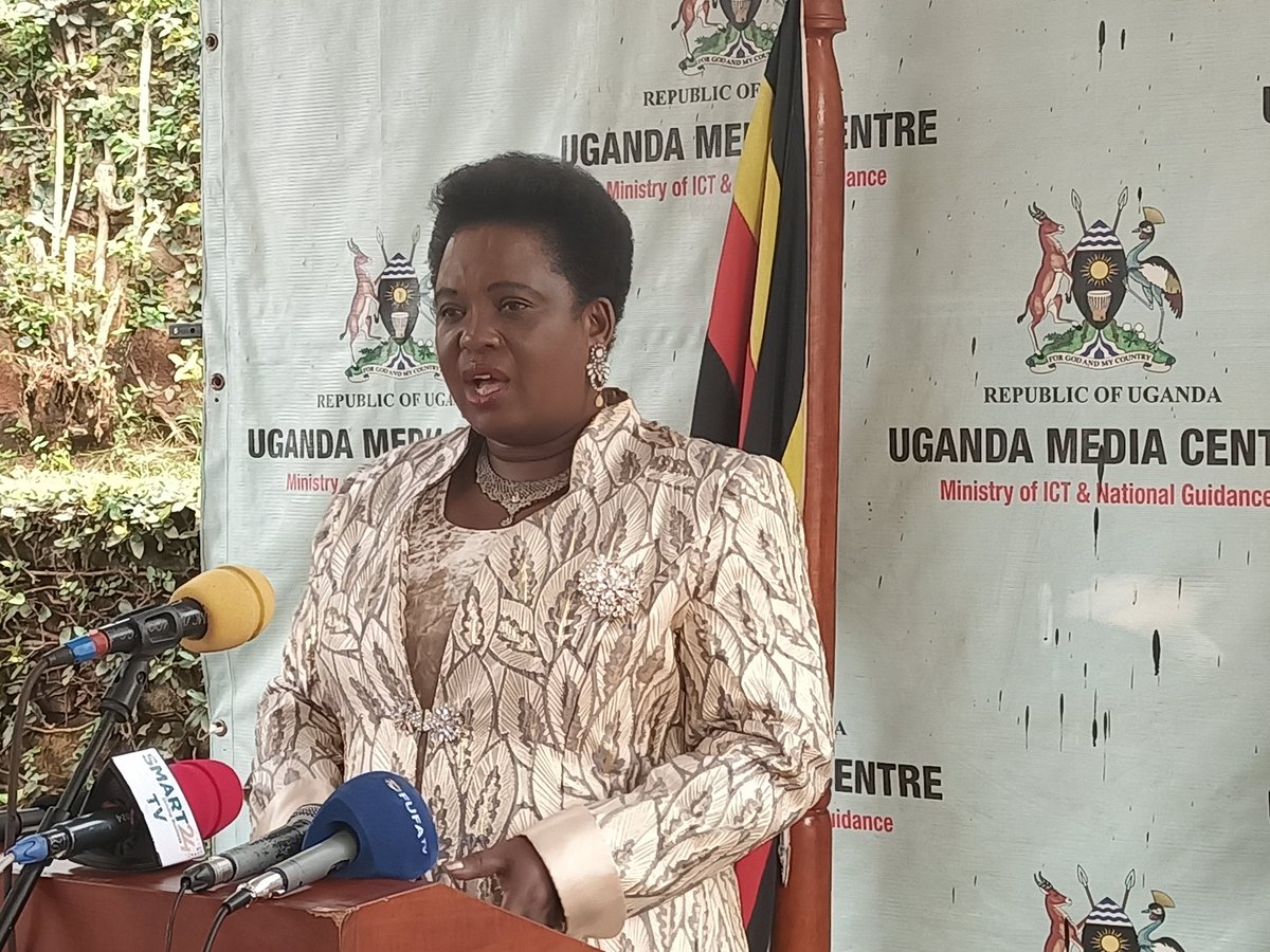 #Ongoing at @UgandaMediaCent: The Minister of @Mglsd_UG, Hon. @BettyAmongiMP is Addressing the Media on the Commemoration of the International Labour Day. @OfwonoOpondo