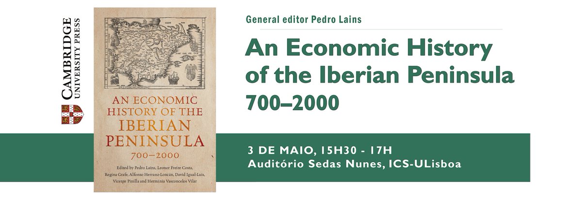 No dia 3 de maio terá lugar no ICS-ULisboa o lançamento da obra 'An economic history of the Iberian Peninsula 700-2000', editada por Pedro Lains, um dos principais historiadores económicos portugueses das últimas décadas. Para saber mais: tinyurl.com/2ex5jknw