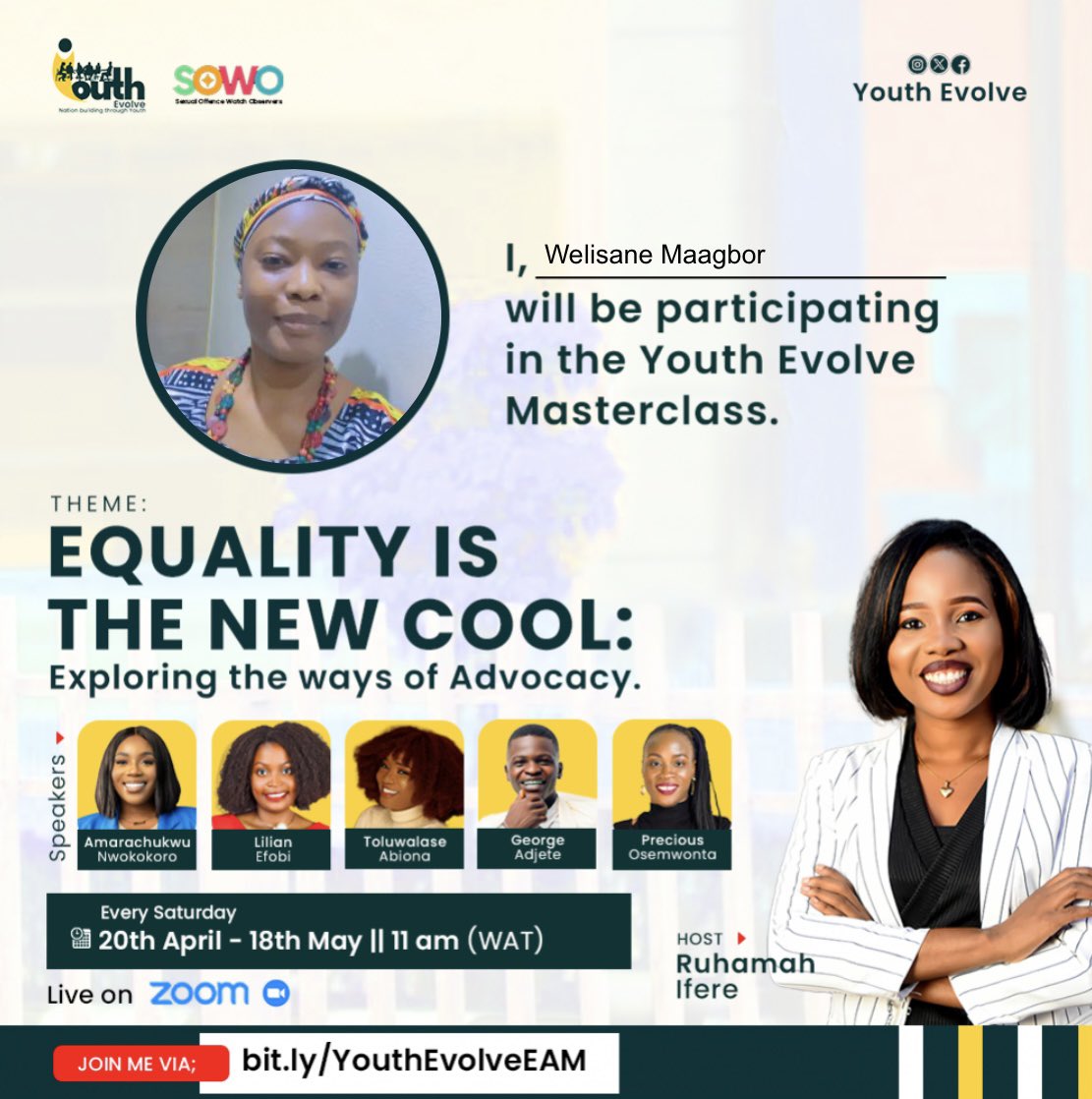 It is time for us as #AGYW to ignite change and break down barriers, to stand up for an Africa where equality knows no bounds. Together, we can make a difference and empower everyone of us to thrive.

#Equalityisthenewcool #rethinkinggenderviolence