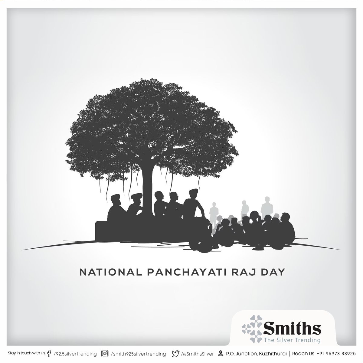 • Panchayat Raj Day

Smiths®

Smiths® | #ThesSilverTrending™ | #PremiumSilverJewellery | #SilverJewellery | #kuzhithurai | #குழித்துறை | #marthandam | #kanyakumari | #கன்னியாகுமரி | #PanchayatiRajDay | #NPRD2024