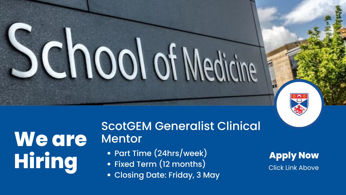 Are you a GP with an interest in medical education? Join our team of Generalist Clinical Mentors (GCMs), teaching our graduate-entry #ScotGEM students at a host general practice setting within @nhsfife! ✍️Apply by 3 May: bit.ly/4aM4e6E @rcgp @RCGPScotland