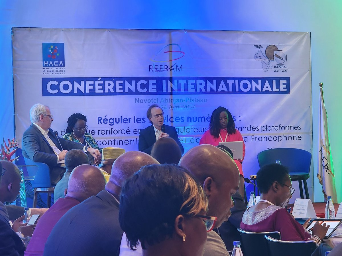 A la 2ème journée de la conférence d'Abidjan sur la régulation des services numériques, Meta, Tiktok et Google auditionnés par les instances de régulation des médias africains et Francophones. Des choses sont à repenser, des activités à réorientées et le dialogue à renforcer ...