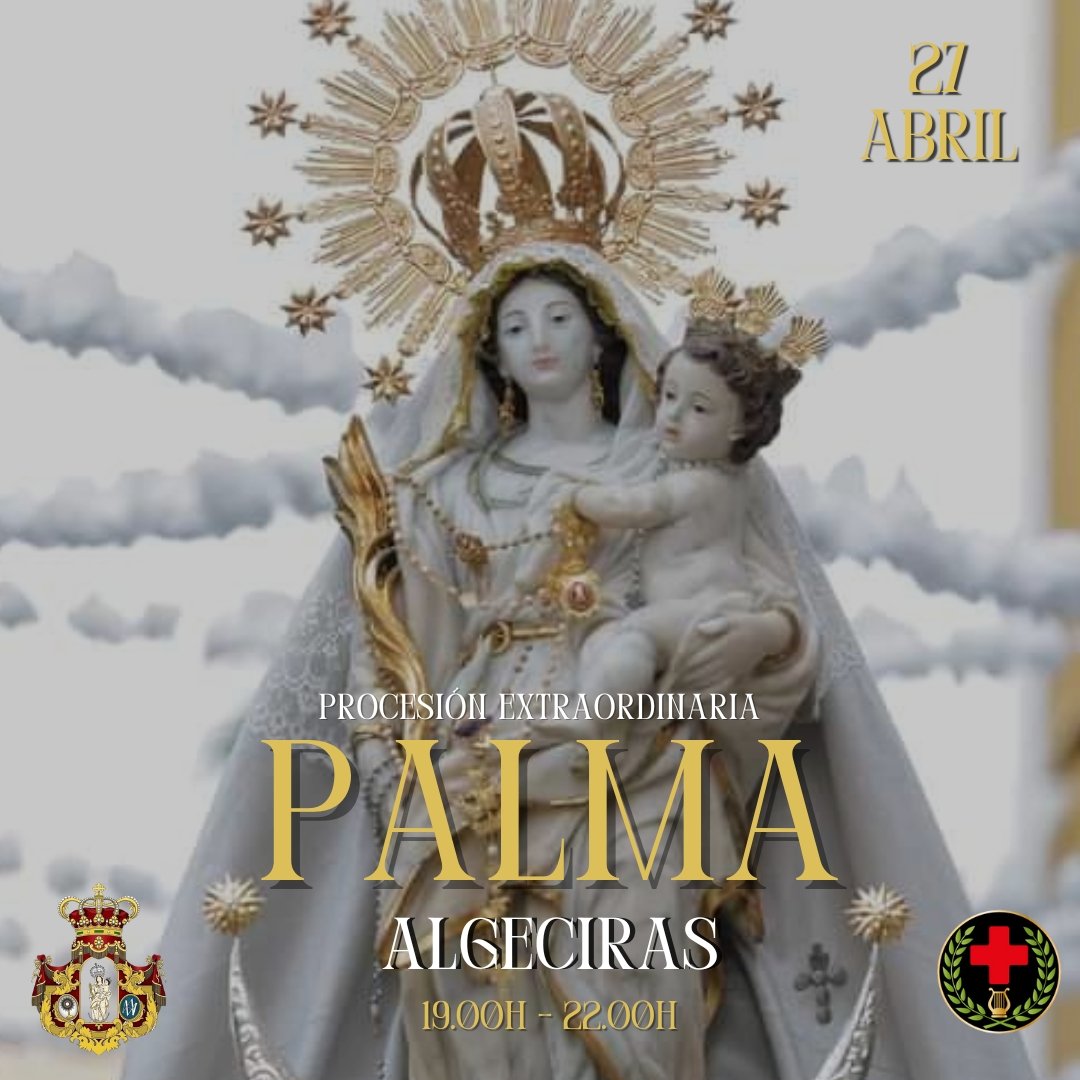 🎶 Este Sábado 27 de Abril acompañaremos a Nuestra Señora de la Palma de #Algeciras en su salida extraordinaria por las calles de la ciudad. 📲 #SuenaAgripinoLozano