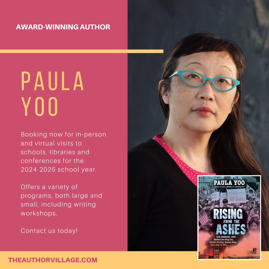 ⭐️Time to share some good news! The Author Village is thrilled to welcome @PaulaYoo, author of FROM A WHISPER TO A RALLYING CRY and RISING FROM THE ASHES to our group. Paula is currently scheduling school and library visits and conference appearances for the ‘24-25 school year.⭐️