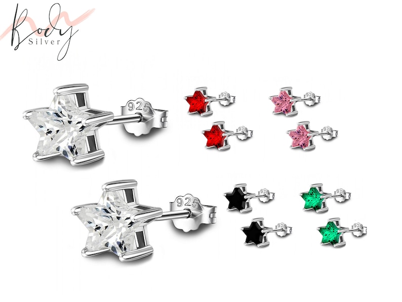 Stud Earrings Star Shape CZ Crystal-1 Pair Silver Earrings-Sparkly Minimalist Stud-Prong Setting.
#earpiercing #starstudearrings #CZstarearrings  #silverstudearring #fashionearrings #elegantearringsets #silverstarstudearrings
🛒etsy.com/uk/listing/154…