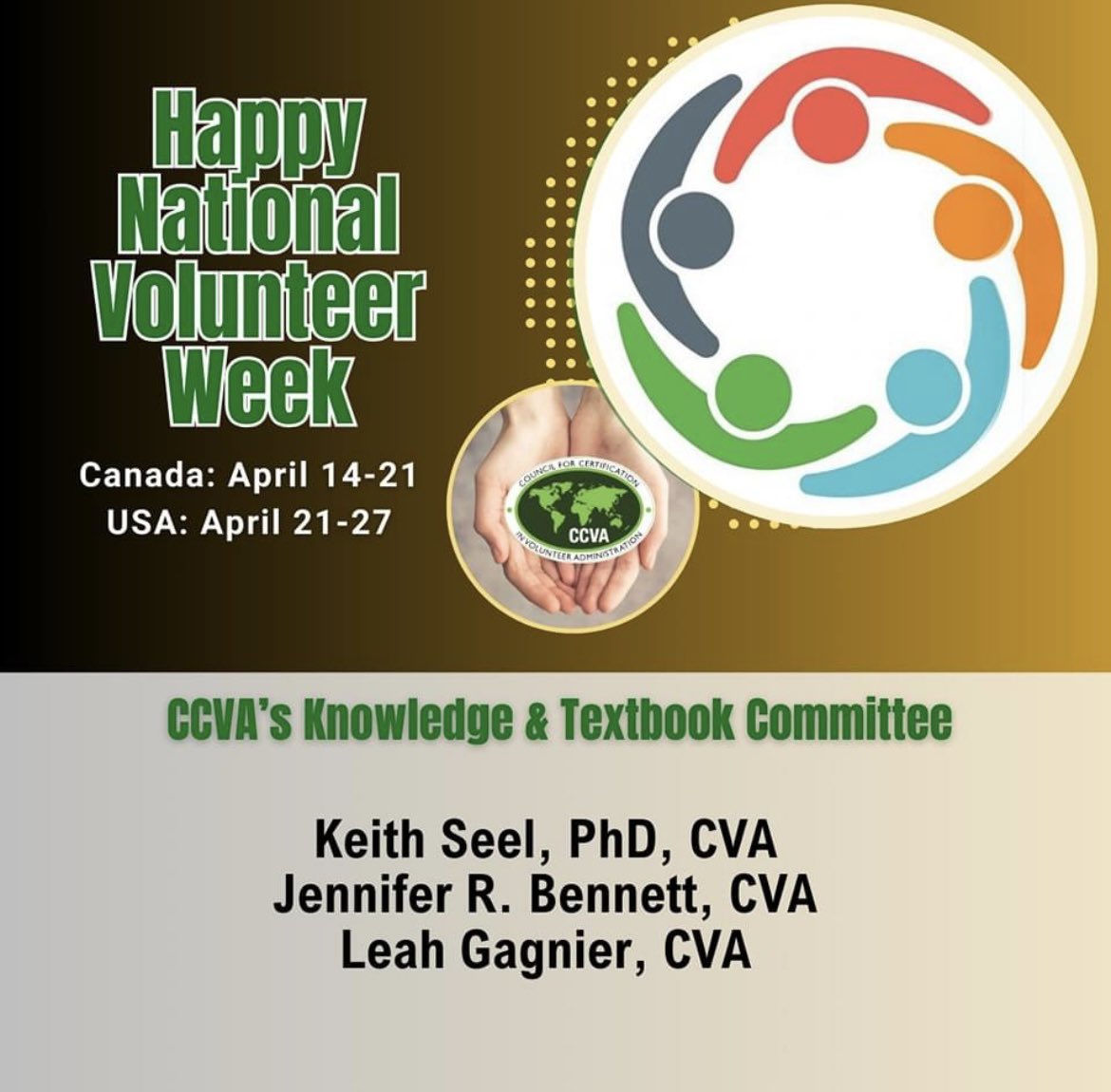 Happy National Volunteer Week! ⭐ 

Thank you to our Knowledge & Textbook Committee for all you do for the Council for Certification in Volunteer Administration!

#NVW2024