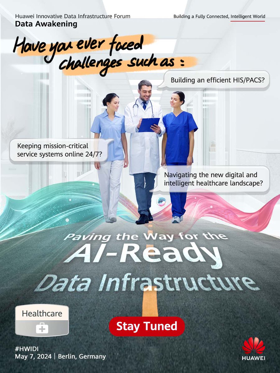 Join the conversation at Huawei Innovative Data Infrastructure Forum as we chart a course toward the future of #healthcare! Together, let's explore how #DataStorage infrastructure is reshaping the landscape of intelligent healthcare. Stay tuned: bit.ly/4aiNjb0 #HWIDI