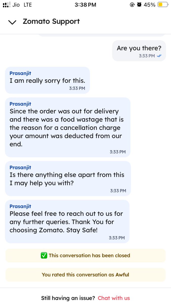 unmeshgavade's tweet photo. Absolutely appalled by @Zomato's service today! Ordered food, rider calls once, and cancels because I couldn't pick up due to work call. No refund, no food, just sheer incompetence! Been a loyal Zomato Gold customer for 4-5 years, and this is how they treat us? Unacceptable! https://t.co/GNZAItKB6b