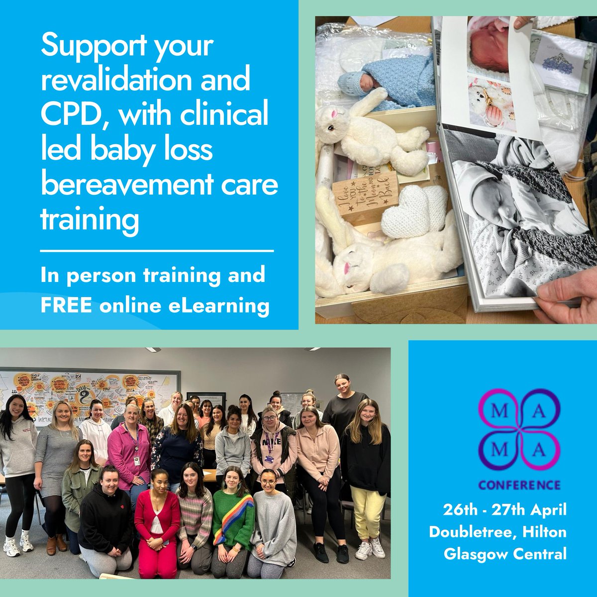 Join us at the @MamaConference to learn more about our training days & free online modules, or visit CuddleCot.com/training to start your journey toward enhanced expertise and CPD. Let's make a difference in the lives of those experiencing loss #midwife #midwifery