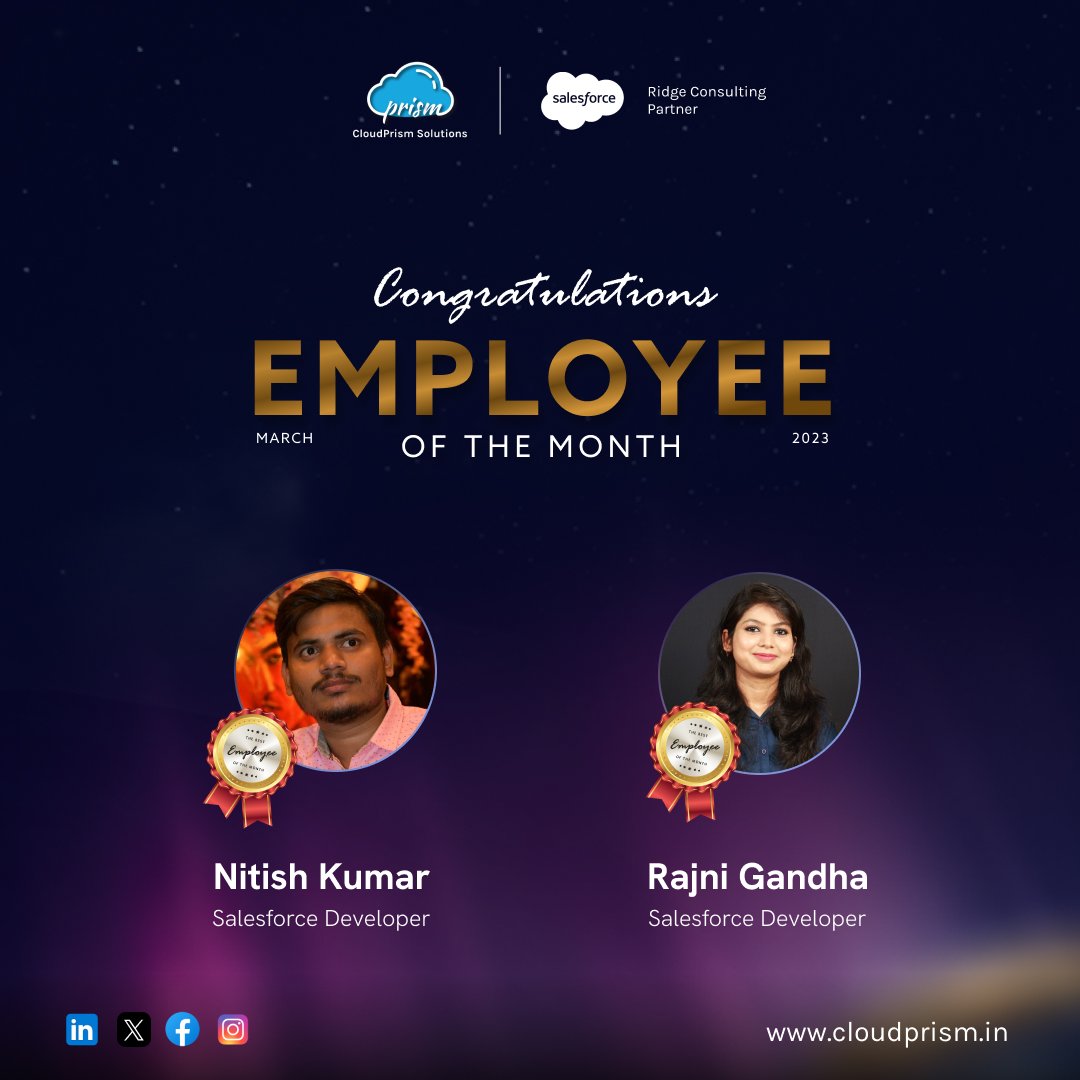 Keeping your employees happy plays a huge role in the overall development. We really appreciate the hardwork done by Dearest Nitish & Rajni in the month of March We wish them good luck for all the upcoming ventures. We are proud to have resource like Nitish & Rajni