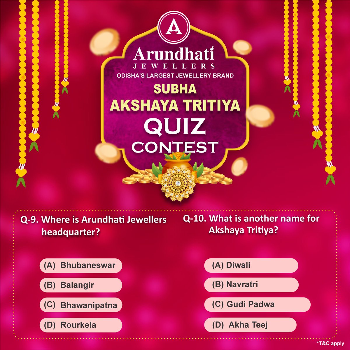Are you ready for an exciting challenge and the chance to win amazing surprises? Arundhati Jewellers invites you to participate in our exciting Quiz Contest!  #Arundhatijewellers #contestalert