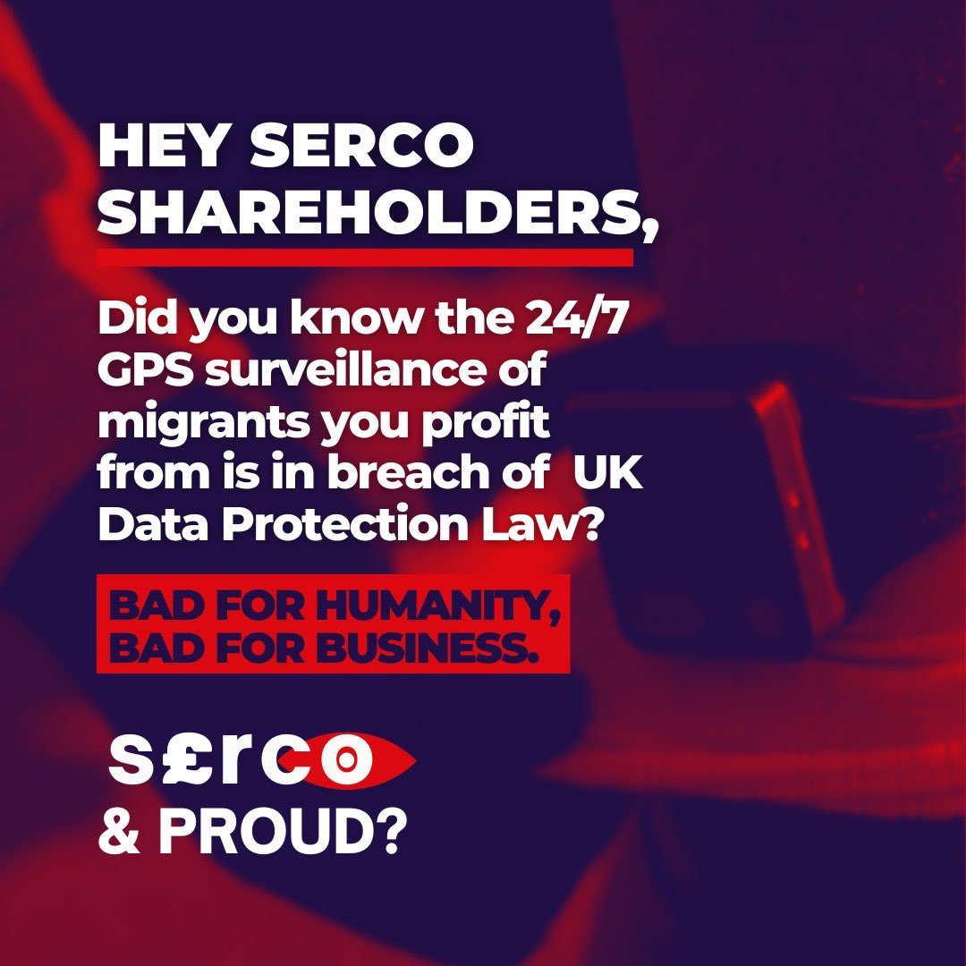 Can Serco shareholders be proud when the Home Office relies on Serco to deploy cruel hostile environment policies? It’s bad for humanity, bad for business. At Serco’s AGM is time to rethink #SercoAndProud? Learn how shareholders can show up: shareholders-show-up.org