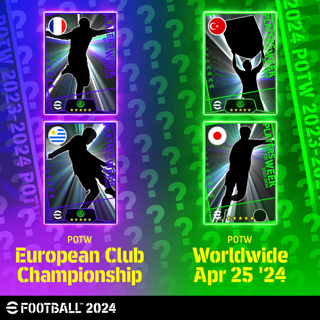 POTW : European Club Championship & Worldwide Apr 25 '24 🟣🟢

Drop in your predictions in the replies ! 💬👇

#eFootball2024 | #eFootballHUB