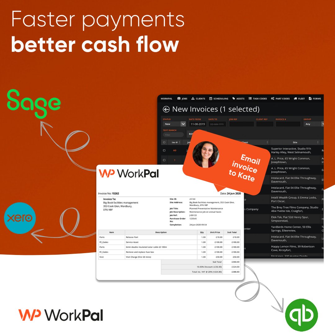 Connecting with popular accounting software like Sage, Xero, and QuickBooks is a breeze!

Move away from manual invoicing processes!

Book a demo to learn more ow.ly/PTwH50RmYGs

#fieldservice #hvac #firesaftey #plumbing #watertreatment #facilitiesmanagement #drainage