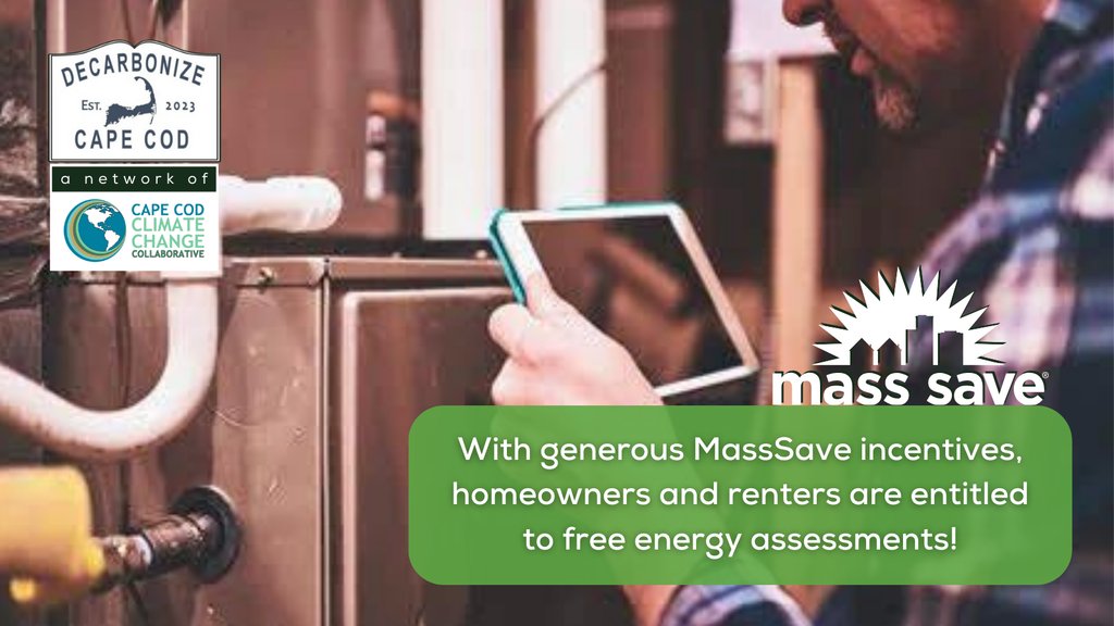 CapeCod_Climate's tweet photo. Save energy & money with @MassSave's no-cost Home Energy Assessment! Discover how to cut bills by up to 20% with free energy assessments & generous incentives. Learn more at https://t.co/Mji2owgXVv
#ClimateCollab #EnergyEfficiency #MassSave #CapeCodClimate https://t.co/Ph1W53qJ13