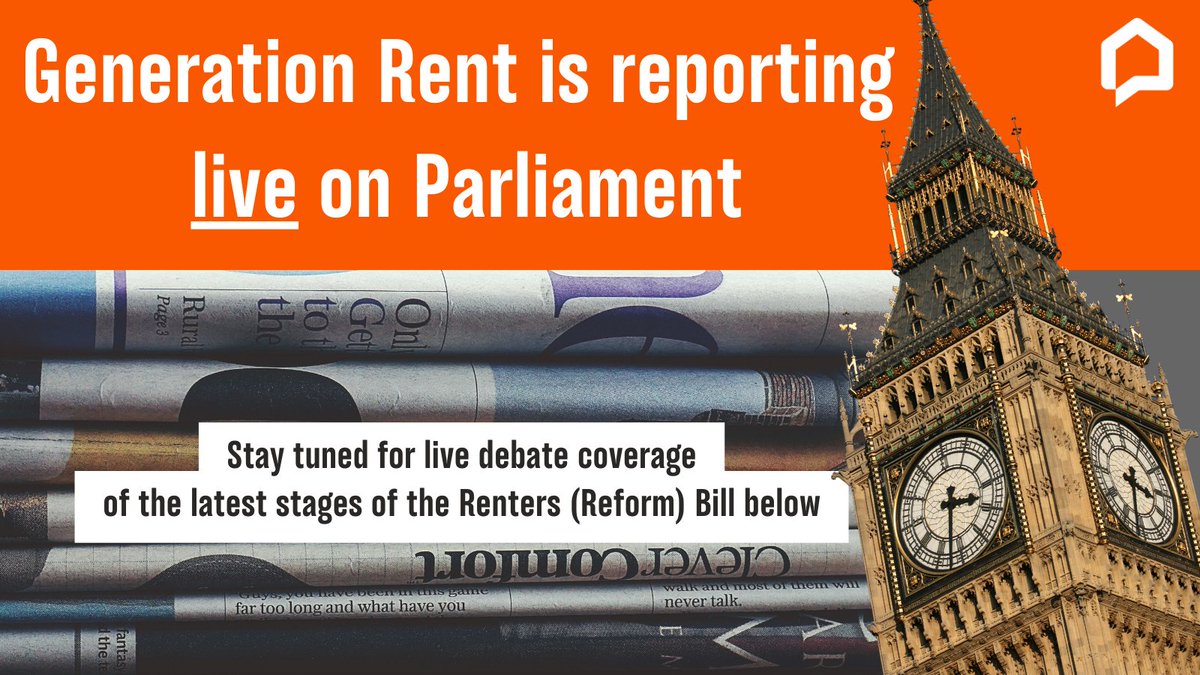 Renting in England is being debated by MPs right now🚨 This could be a huge step towards fixing the renting crisis, but positive progress is far from guaranteed... Please follow our live coverage of the Renters (Reform) Bill debate, and comment/RT to spread the word! 🏘️🧵 [1/]