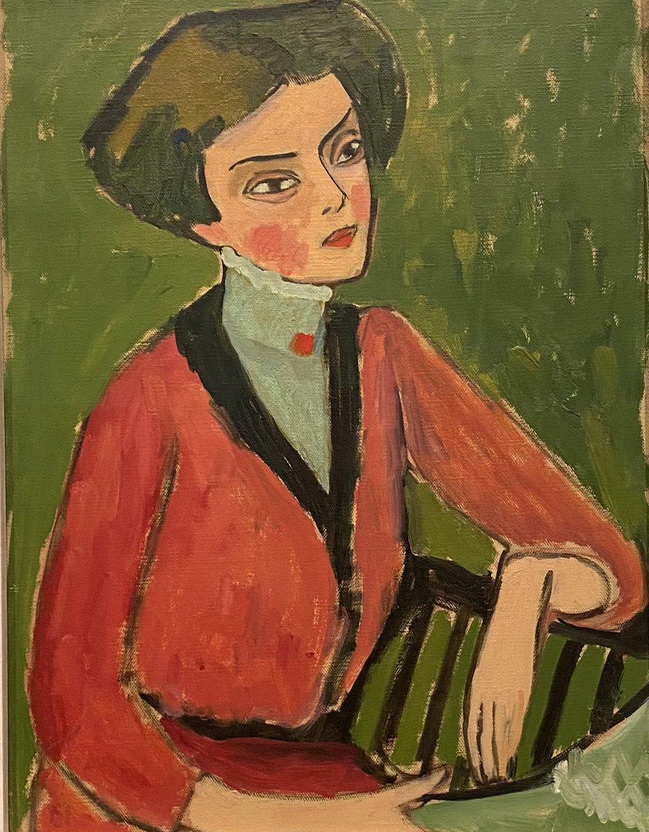 abriele Münter's 1910 portrait of the opera singer Olga van Hartmann in the Expressionists exhibition that opened last night of work made by Münter, Kandinsky and other artists living and working in the Bavarian village of Murnau in the early 1900s. tate.org.uk/whats-on/tate-…