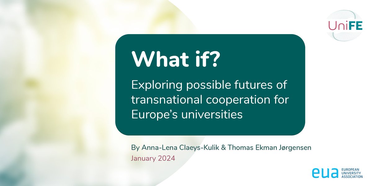 European universities can use #FuturesThinking and #StrategicForesight methodologies to prepare for different futures, by looking at what is possible and plausible and developing strategies in the present to shape the future. 
Read 'What if?' at bit.ly/X-UNIFE-report

#highered