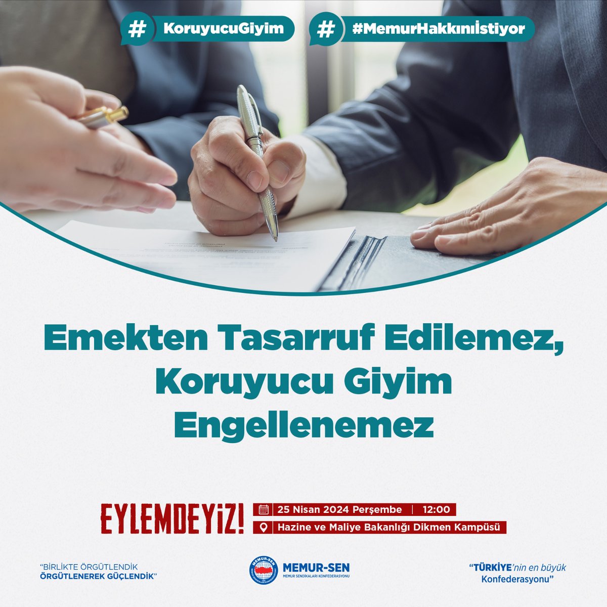 Enerji1sen's tweet photo. EYLEMDEYİZ❗️

Emekten tasarruf edilemez !
Koruyucu Giyim engellenemez !
#KoruyucuGiyim 
#MemurHakkınıİstiyor https://t.co/dTEv5GXvTG