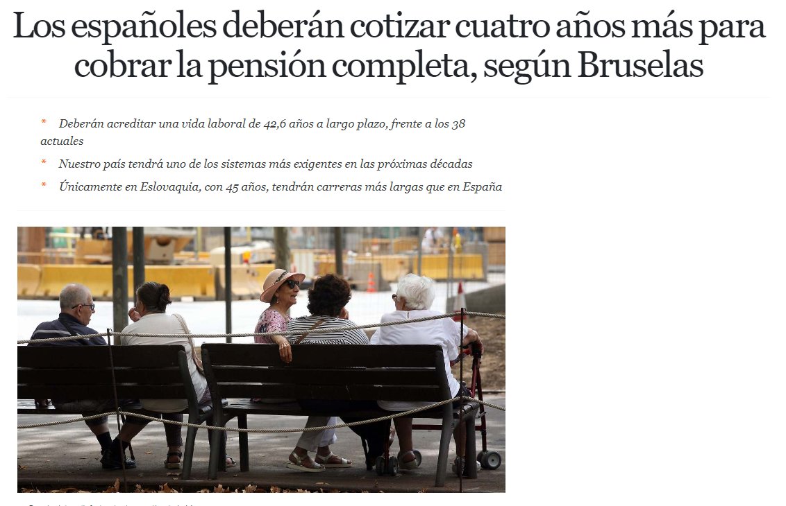 Espero que tengáis buena salud y que hayáis empezado a trabajar muy pronto, por que vais a necesitar 42,6 años cotizados para cobrar el 100% de la pensión