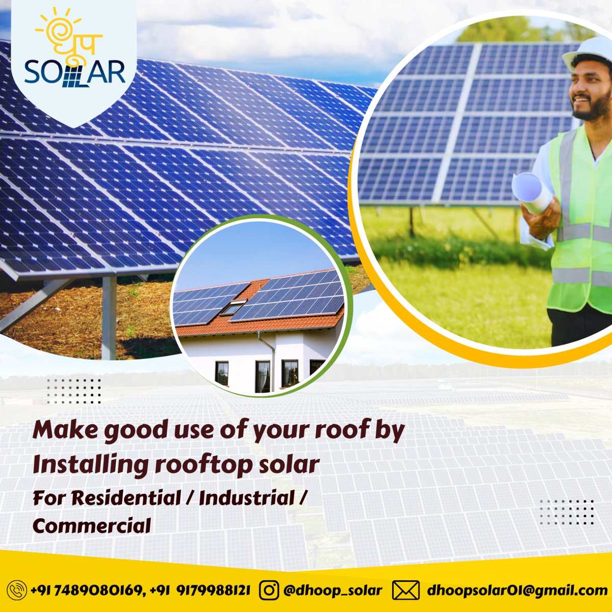 Let the Sun Shine Bright with Dhoop Solar Panels! ☀️ Harnessing Clean Energy for a Brighter Tomorrow. 
.
.
#DhoopSolar  #RhashtagleanEnergyenewableFuture #SustainableLiving #GoGreen #HarnessTheSun #SolarPanel #EnergyEfficiency #GreenTechnology