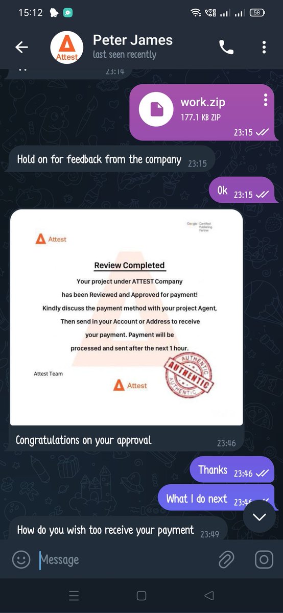 Jaimatadi 
Again and again fraud happen on @telegram and they can't do anything we want #Ban on #Telegram in #Bharat new fraud on the name of @AskAttest @DelhiPolice @Cyberdost @CyberConnectHQ @MIB_India #freelancer
