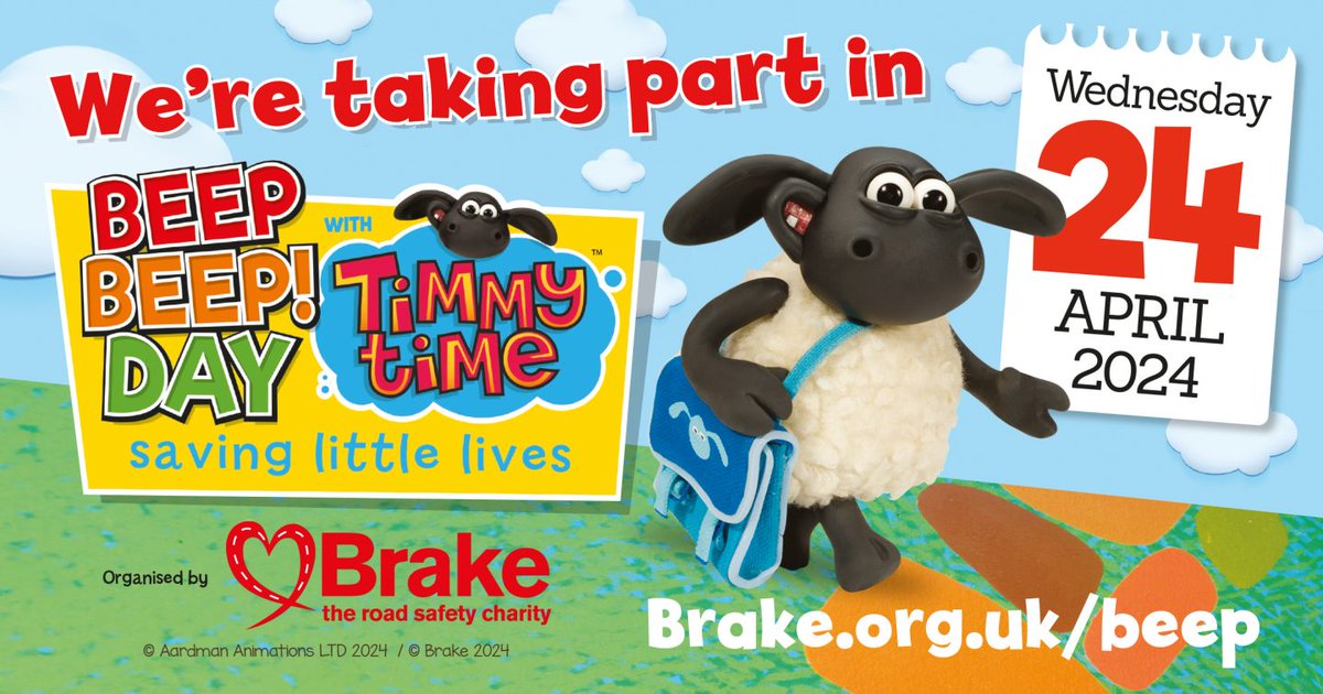 We are very passionate about road safety and so today we’re taking part in Beep Beep! Day with @Brakecharity and Timmy Time to share important messages about walking, cycling and driving in the car. Brake.org.uk/beep #beepbeepday #roadsafety