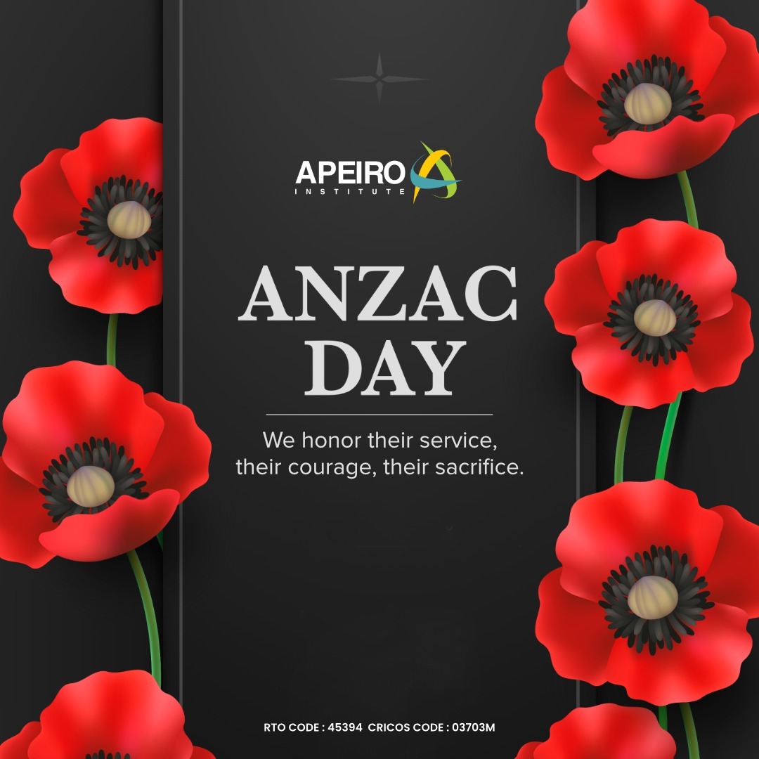 To the courageous men and women who served our nation, thank you for your selflessness and bravery. 

Apeiro Institute will be closed on Thursday, 25 April 2024 to commemorate this day. 
.
.
#ApeiroInstitute #AnzacDay #Australia #Rememberingtheheroes