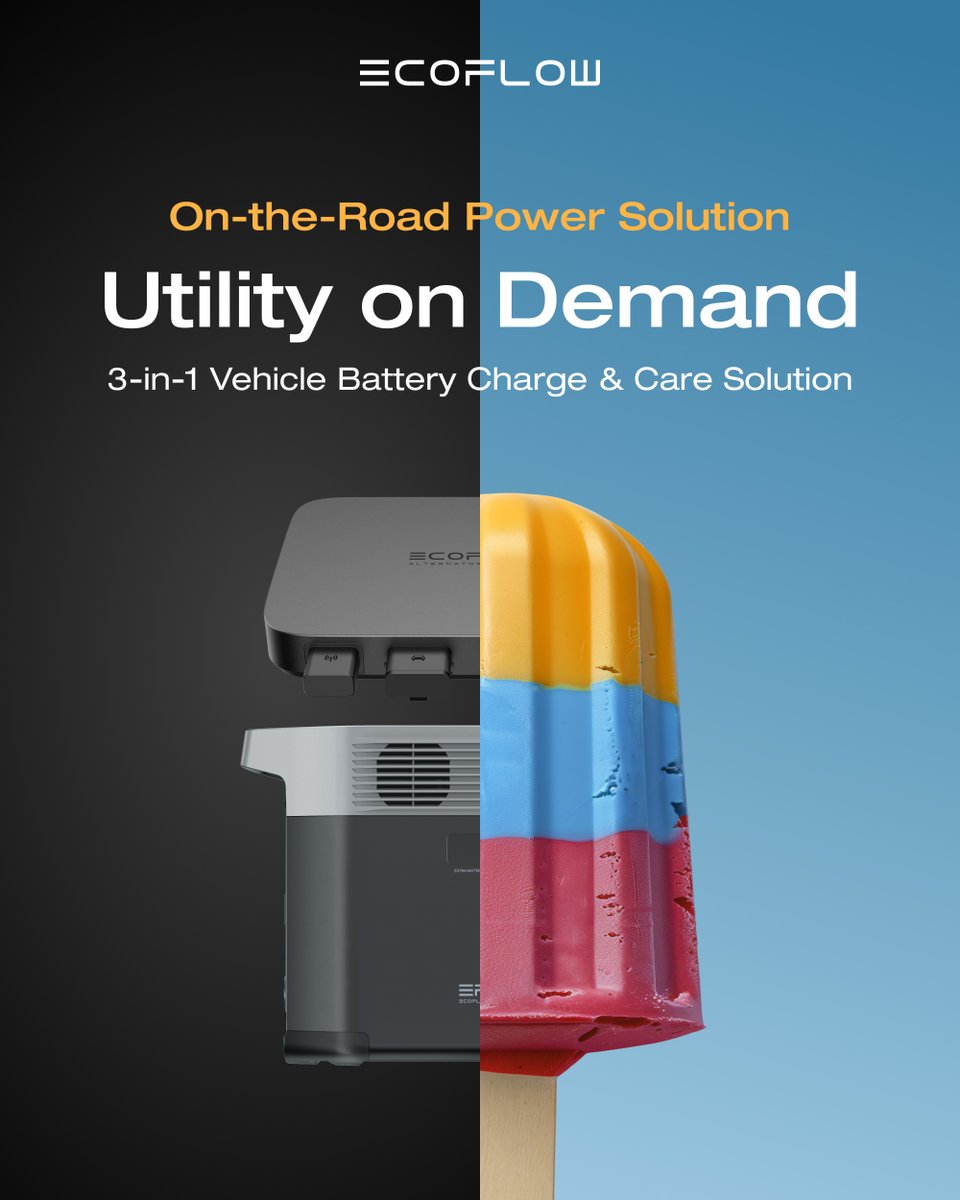 EcoFlowTech's tweet image. Activate utility on demand with the #EcoFlowAlternatorCharger, your essential travel partner 🔋It’s ready to charge, boost, and maintain your vehicle’s battery anytime, anywhere. How would having a reliable power source change the way you travel?

#FeelsLikeHome #EcoFlowOntheRoad