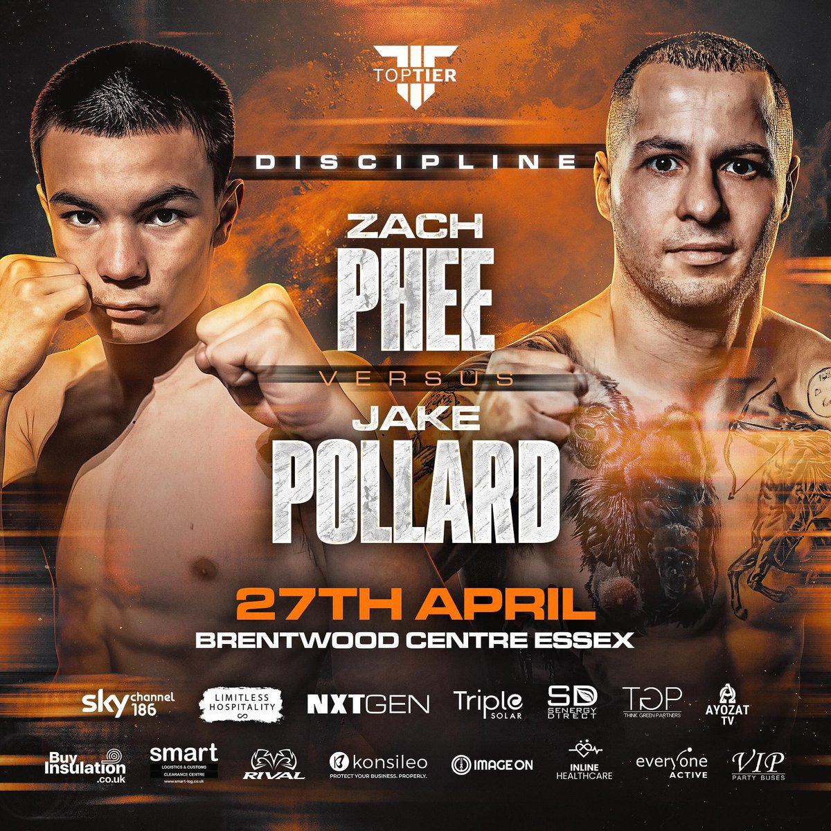 AYOZATFIGHT's tweet photo. Zach Phee and Tyrone King are returning to the Top Tier ring! Will they come out on top? Find out on April 27th!

📌Watch online from 5pm on https://t.co/HF9K96XF1V ch 102 
📌Watch the main card from 7.30pm on Sky 186 &amp; https://t.co/HF9K96XF1V ch 101 &amp; 102
@_toptierboxing https://t.co/vNns93qx0H