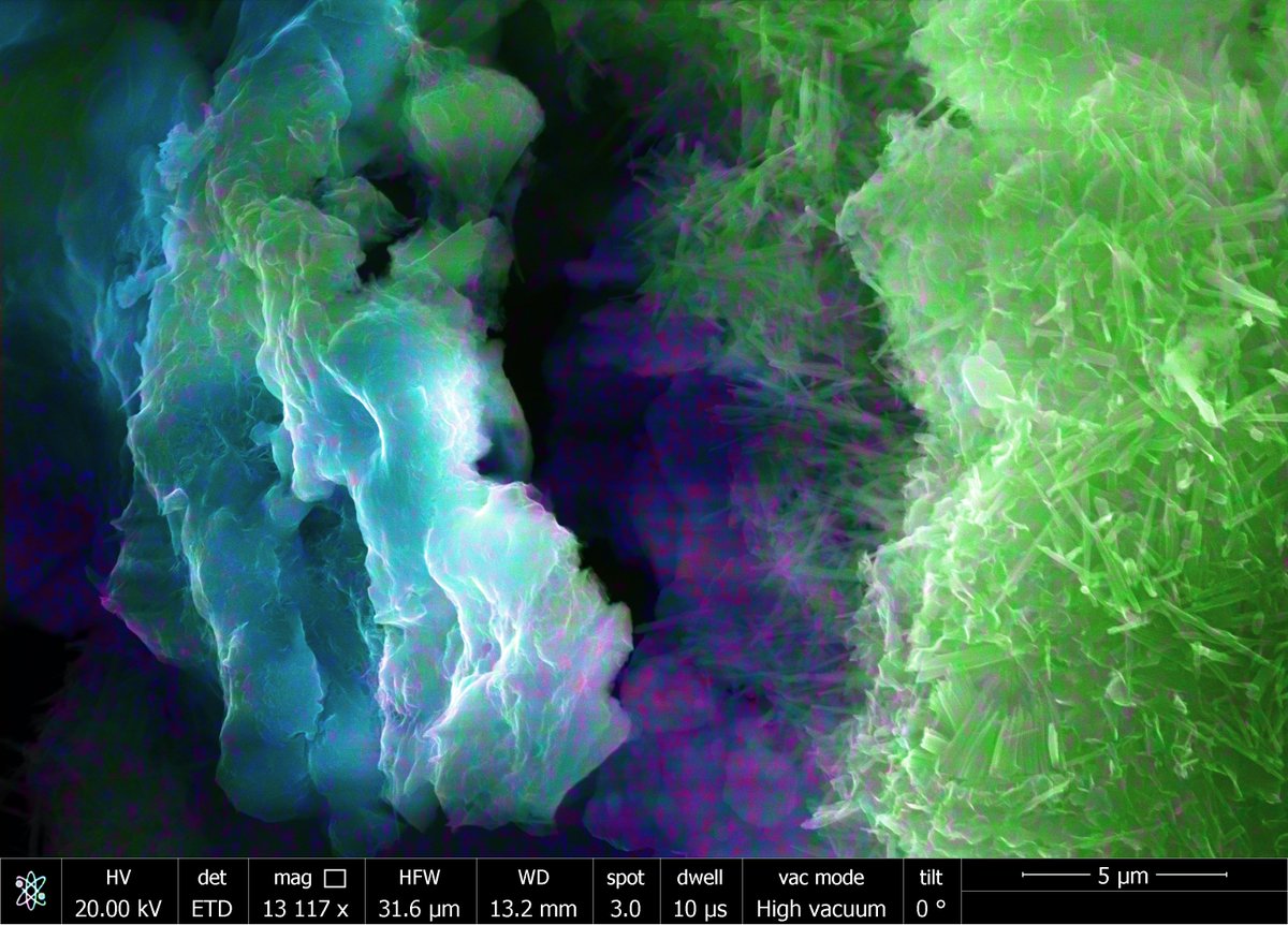 These stunning SEM images of #carbonate minerals were taken by PhD student Peter Methley🔬💎

Peter's been making &amp; evaporating synthetic seawater in the lab to understand how unusual minerals &amp; textures in Precambrian carbonates might have formed. He presented his work at #EGU24