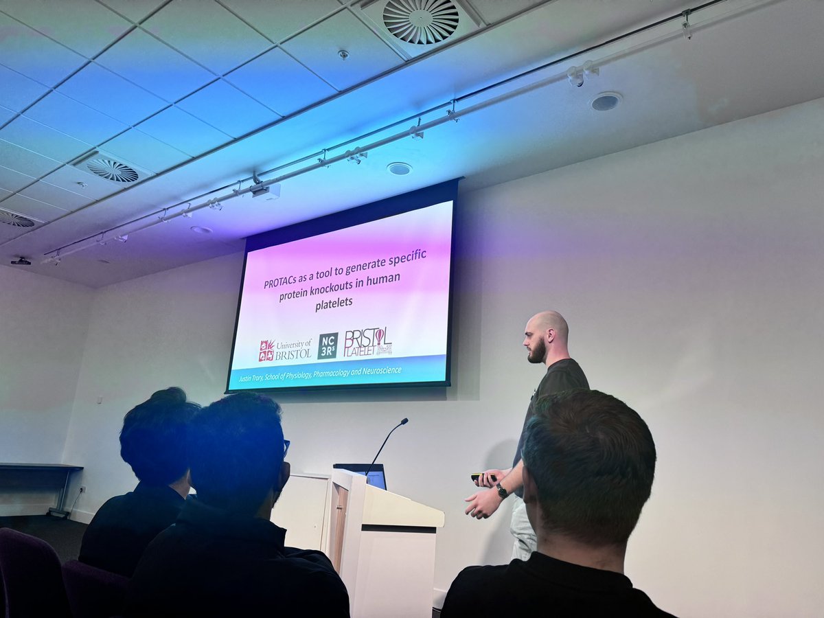 Bristol Platelet Group (@bristolplatelet) on Twitter photo Amazing talk from our 3rd year PhD student <a href="/Justin_BPG/">Justin Trory</a> presenting his work on PROTACs as a tool to create specific protein knockouts in human platelets! <a href="/plateletsociety/">The Platelet Society</a> Amazing talk from our 3rd year PhD student <a href="/Justin_BPG/">Justin Trory</a> presenting his work on PROTACs as a tool to create specific protein knockouts in human platelets! <a href="/plateletsociety/">The Platelet Society</a>