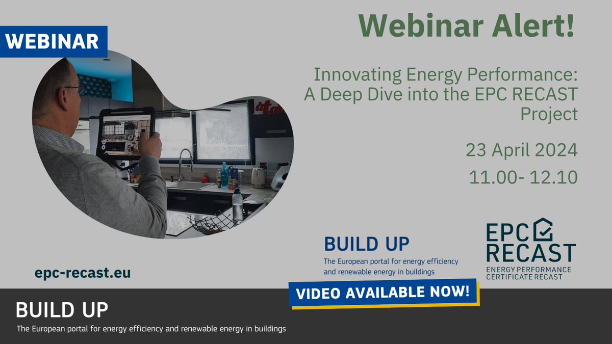 On April 23, #EU_BUILDUP hosted the #webinar 'Innovating #Energy Performance: A Deep Dive into the @EpcRecast Project'📝 🖥 The session delved into the role of the project in contributing to #sustainable and efficient #buildings🌆 Watch the video here 👉 build-up.ec.europa.eu/en/resources-a…