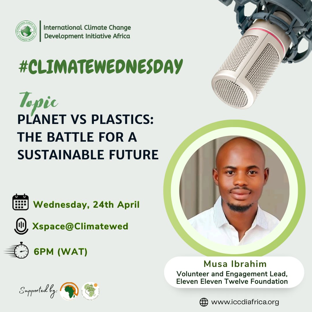 Planet🫶Plastics 🟰 Sustainable Future Join @Ibrodollars Volunteer and Engagement Lead @eet_foundation today on #ClimateWednesday via bit.ly/3U90cxX 6 PM WAT Topic: 'Planet vs Plastics: The Battle for a Sustainable Future' #PlanetvsPlastics #AACJinAction
