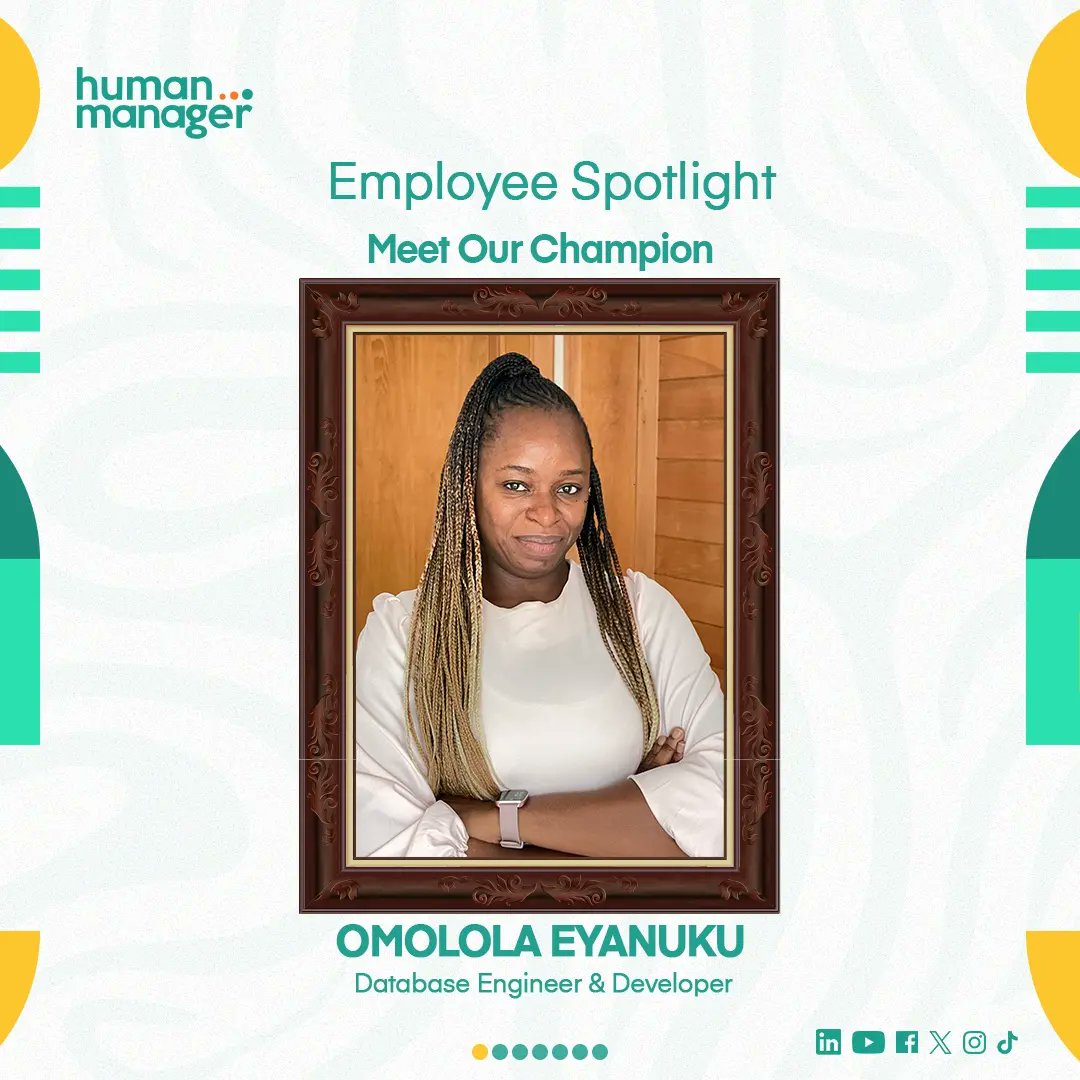 HumanManagerNig's tweet image. Meet our incredible Champion, Omolola Eyanuku! 💃🏼 @lolaeyanuku

As a talented Database Engineer &amp;amp; Developer, Omolola is always innovating and pushing boundaries. But that&apos;s not all - she&apos;s a fitness enthusiast and loves working out in her free time!
 
#HumansofHumanManager