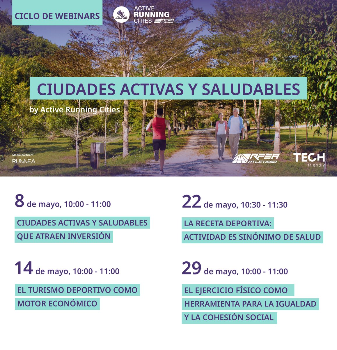 🟣 ¡Segundo webinar del ciclo #ActiveRunningCities finalizado!

Nos gustaría agradecer a @juanmamurua y @MarcosMoreno73 por compartir su visión y conocimientos, y a todas las personas que han asistido y participado.

Grabación del 1º webinar ya disponible: activerunningcities.es