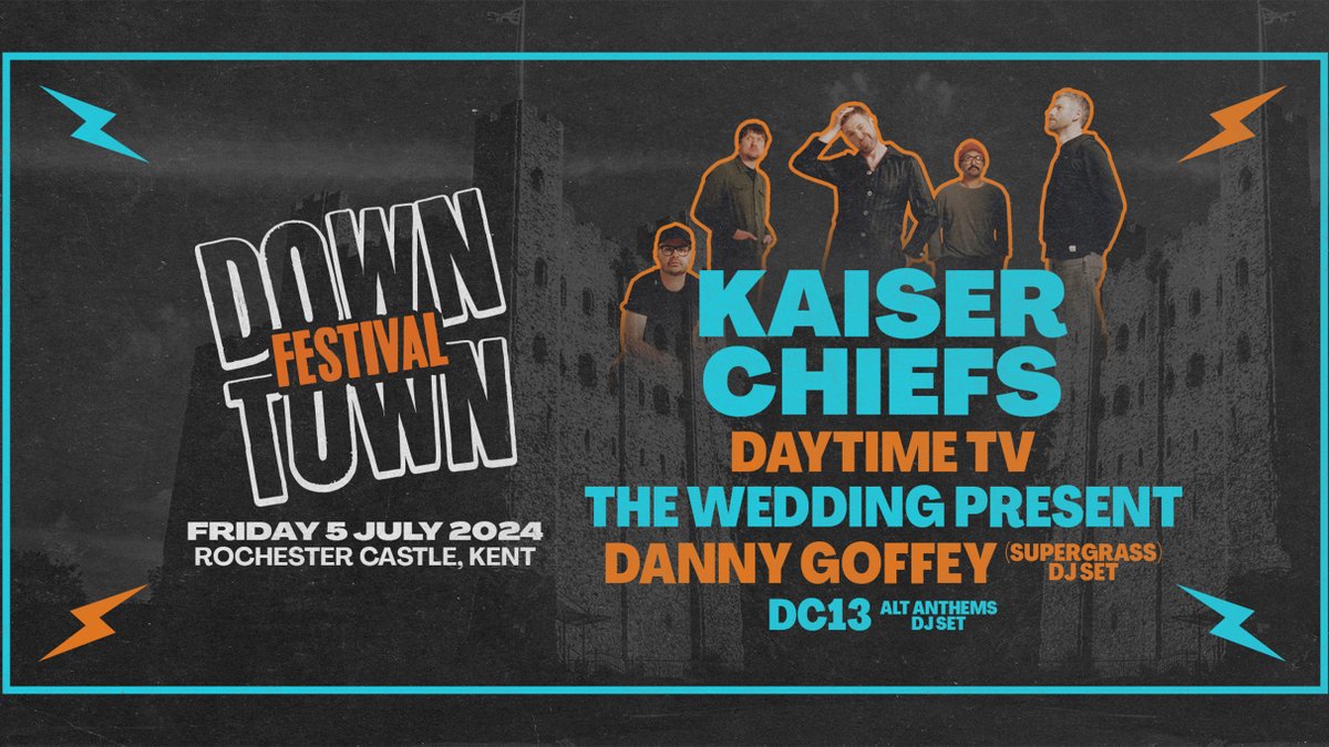 Downtown Festival have just announced @KaiserChiefs will be joined by @DTTVOfficial, @weddingpresent, @DannyGoffey and @DC13Official on 5 July at Rochester Castle 🥳 Grab your tickets before they're gone ⌛>> bit.ly/3vdkvCb