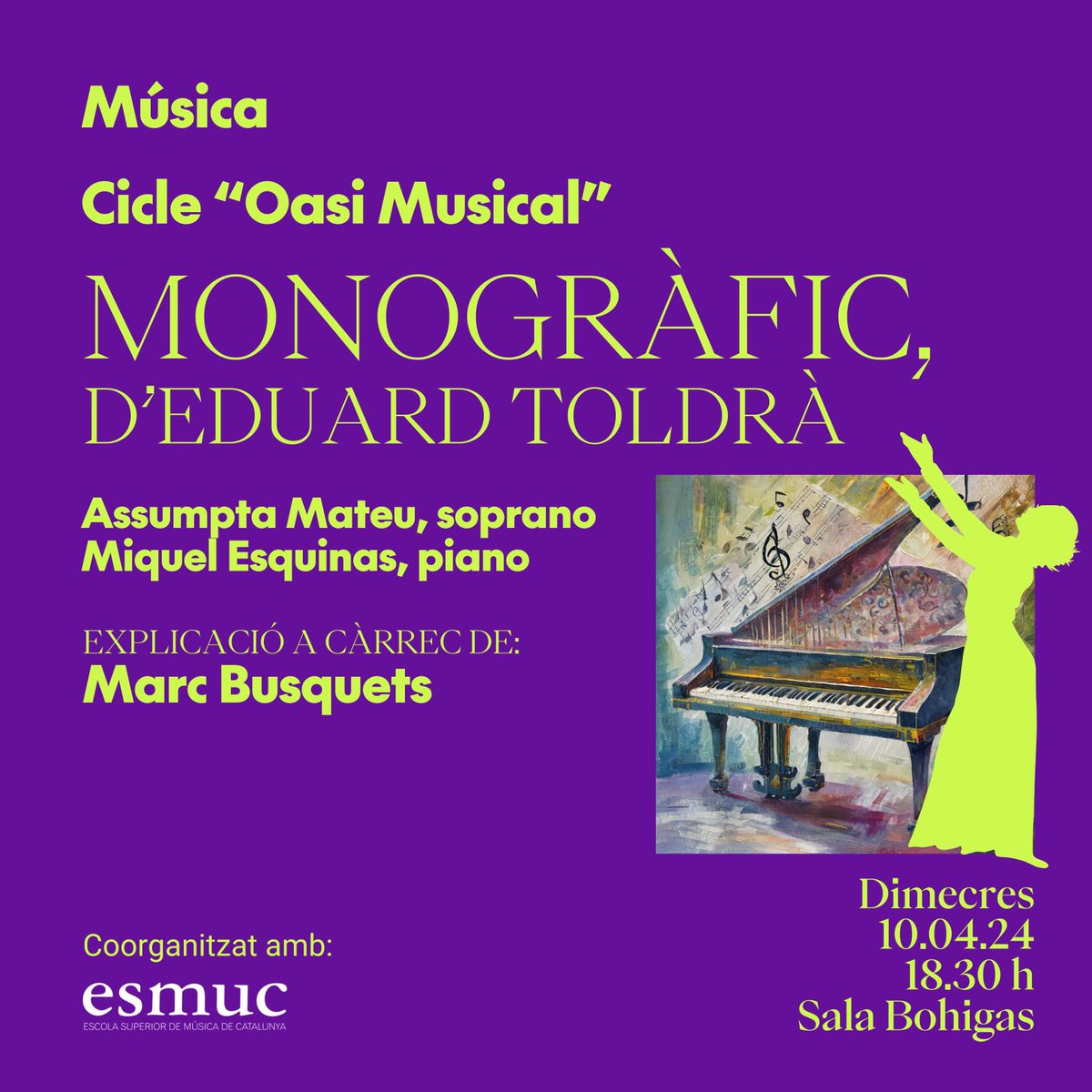 Avui tindrem el plaer de tenir a casa la soprano Assumpta Mateu i el pianista Miquel Esquinas interpretant el monogràfic de Toldrà. L’explicació serà a càrrec d’en <a href="/Marc_Busquets/">Marc Busquets</a>. No us ho perdeu!🎶