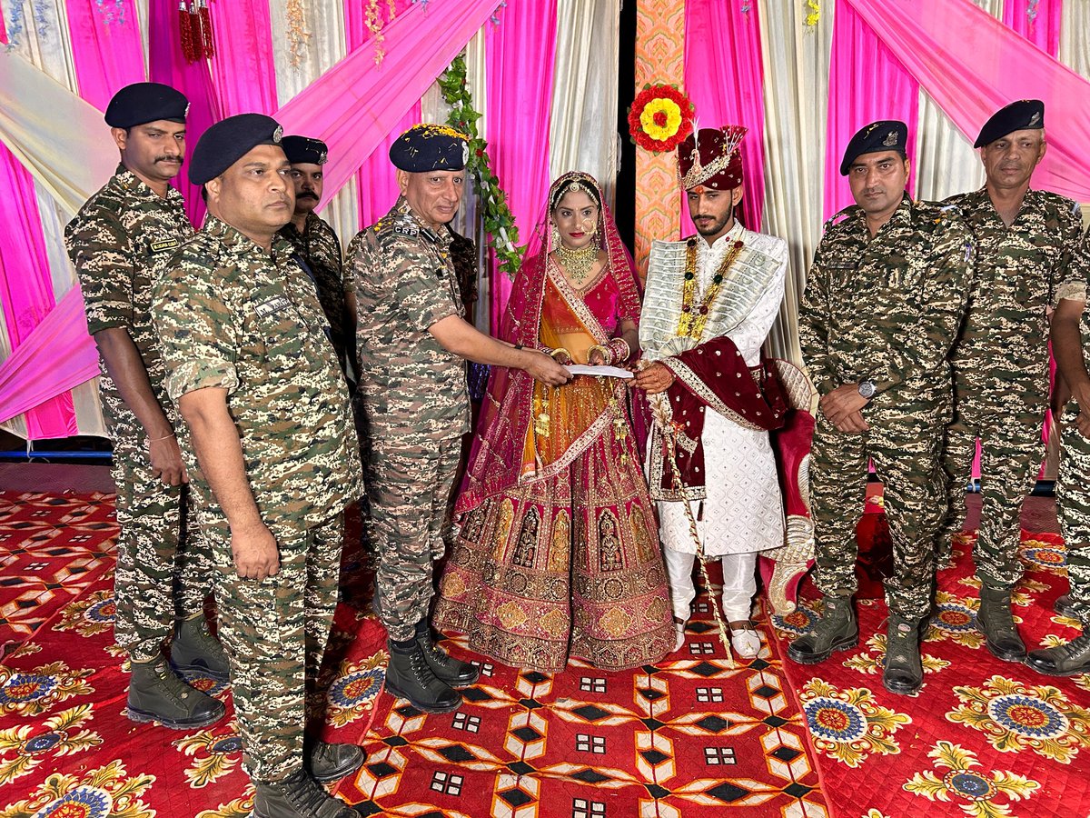Officers and personnel of CRPF at the wedding ceremony of Sarika Meena, daughter of CRPF's martyr Rakesh Kumar Meena in District- Alwar, Rajasthan on 23 April 2024.
#CRPF  always with its martyrs.
#Alwar