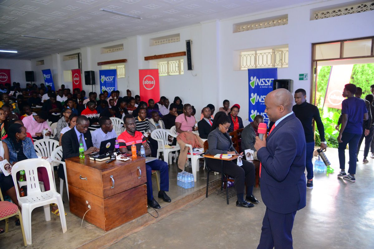 As the @nssfug Career Expo 2024 draws to a close, our Director of Compliance, David Kaahwa, shared his wealth of knowledge with the students at @umunkozi Uganda Martyrs University Nkozi. David’s talk focused on the importance of having a robust plan post-university and the