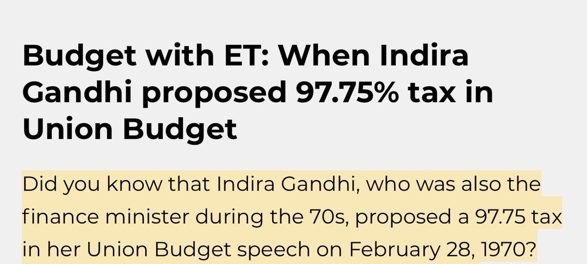 If you think @INCIndia is not serious about its idea to loot the people of Bharat, remember that Indira Gandhi imposed a 97.75 % Income tax on people in the 1970’s. Yes. You could keep less than THREE percent of what you earned! @RahulGandhi wants to do the same if you are