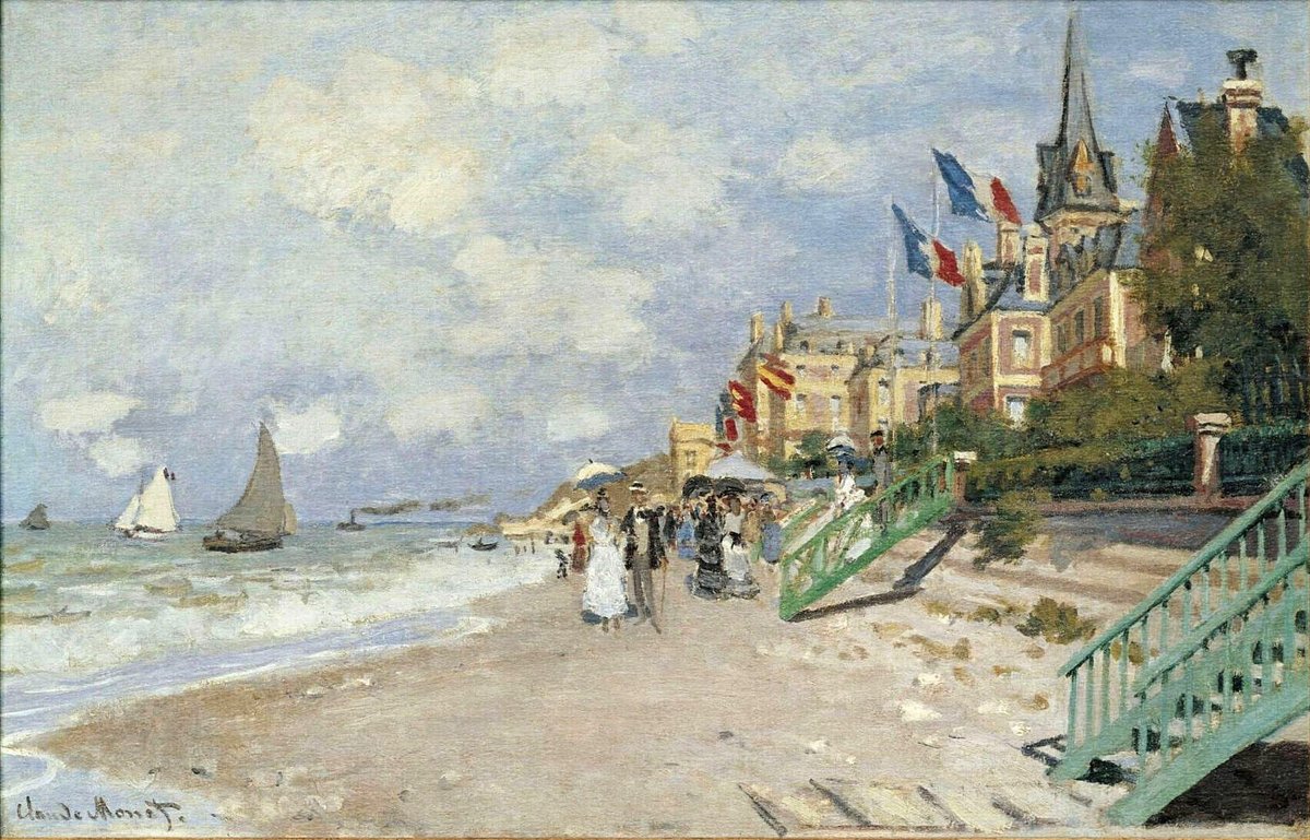 The Boardwalk on the Beach at Trouville, 1870 Get more Monet 🍒 linktr.ee/monet_artbot