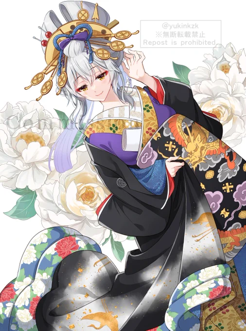 銀髪の花魁 #skeb #Commission 