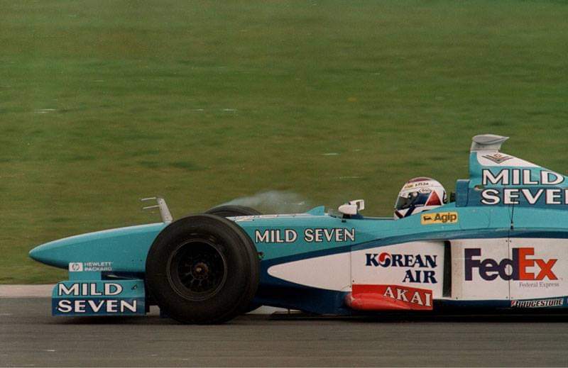 Jos Verstappen. Benetton B198 Playlife V10 during a test session at Silverstone 1998. #F1