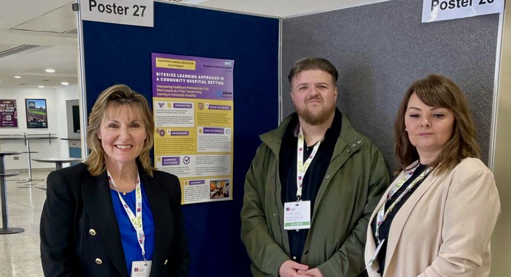 Today our colleagues Jill, Mike and Jeanette from <a href="/ShropCommHealth/">Shropshire Community Health</a> Clinical Education Team are presenting a poster aimed at bitesize learning that took place at Bridgnorth Hospital last summer! 📚 🏥

Thank you for putting us and the Trust on the map 🙌🏻

#RCNED24