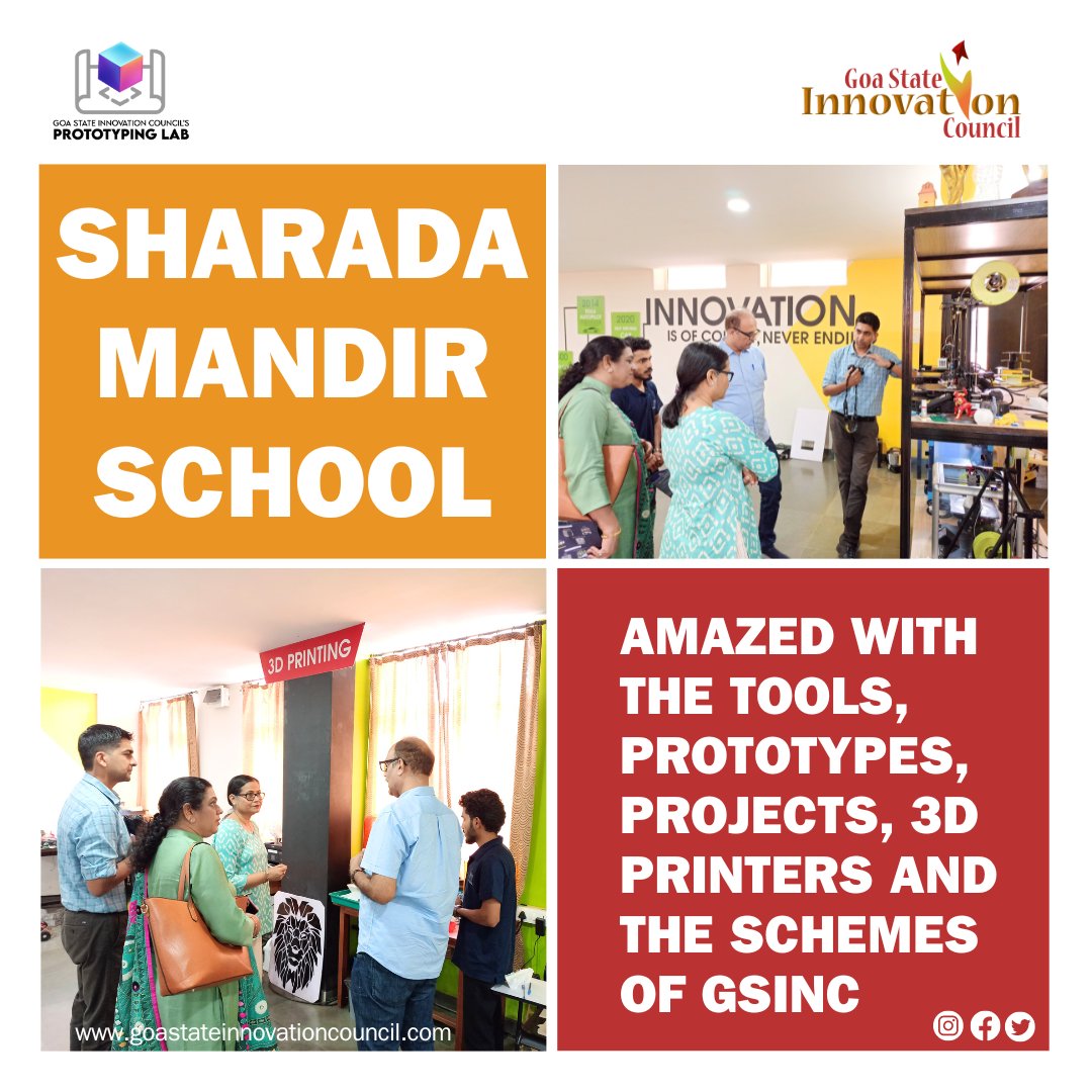 Educators from Sharada Mandir School, Kadamba-Goa, Delve into the World of Rapid Prototyping at GSInC. Witnessing cutting-edge tools, prototypes, and 3D printers, they marvel at the possibilities for student projects. 

#InnovationEducation #GSInC #RapidPrototyping